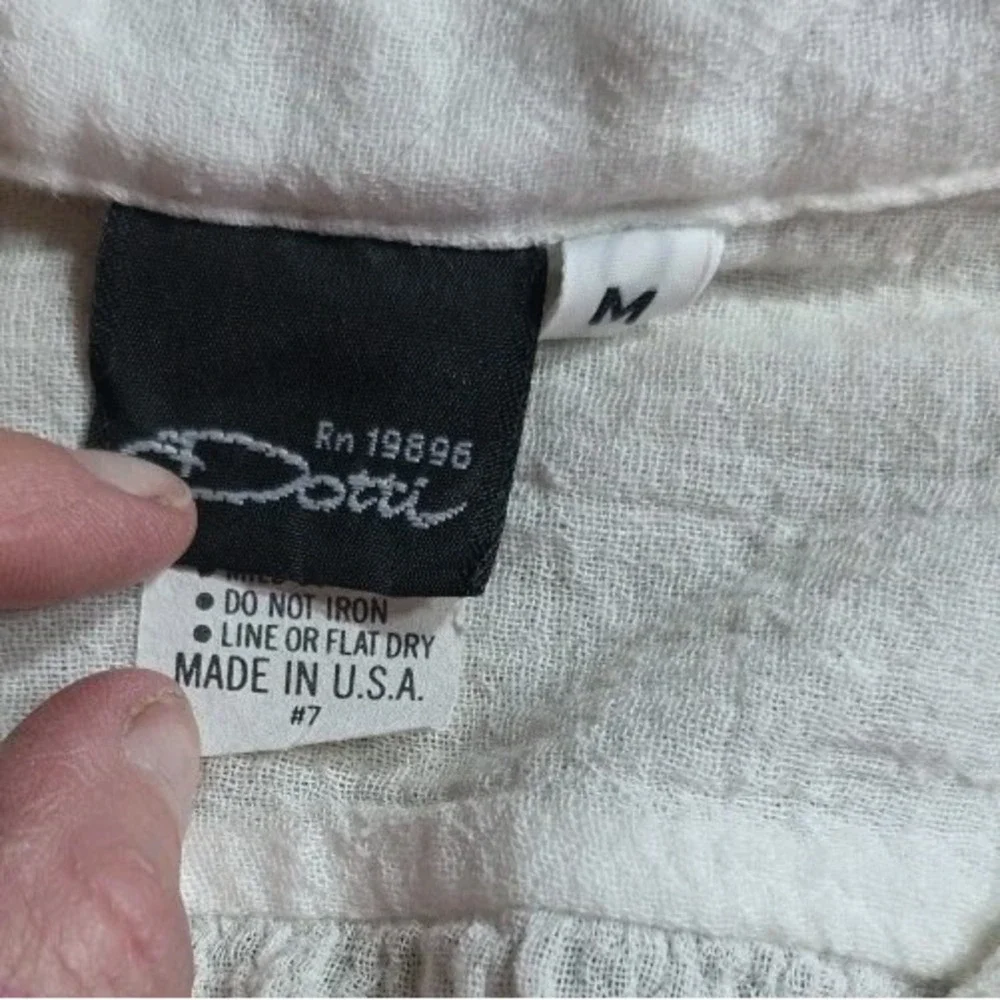 Dotti Women's Button Down Swim Cover Sz Med White Gauze Button Down Front Pocket